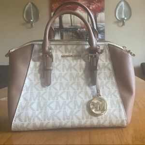 Michael Kors Tan and Cream Signature Satchel
